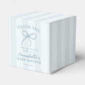Blue Coquette Bow Pastel Baby Dusche Nachtisch Geschenkschachtel (Rückseite)