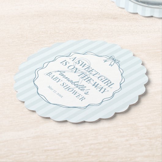 Blue Coquette Bow Pastel Baby Dusche Untersetzer (angewinkelt)