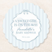 Blue Coquette Bow Pastel Baby Dusche Untersetzer (Vorderseite)