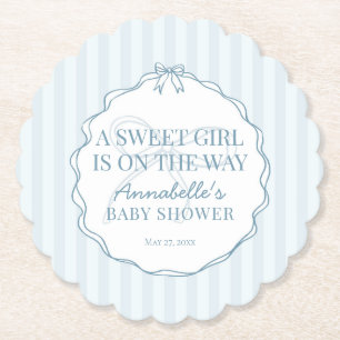Blue Coquette Bow Pastel Baby Dusche Untersetzer
