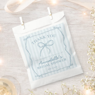Blue Coquette Bow Pastel Brautparty Dessert Geschenktütchen