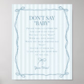 Blue Coquette Bow Pastel Dont Say Baby Showspiel Poster (Vorne)