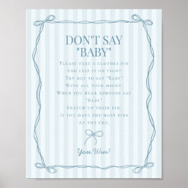 Blue Coquette Bow Pastel Dont Say Baby Showspiel Poster