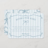 Blue Coquette Bow Pastel Duschbücher für Baby Begleitkarte (Vorne/Hinten)