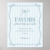 Blue Coquette Bow Pastel Favoriten Zeichen Poster (Vorne)
