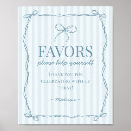 Blue Coquette Bow Pastel Favoriten Zeichen Poster