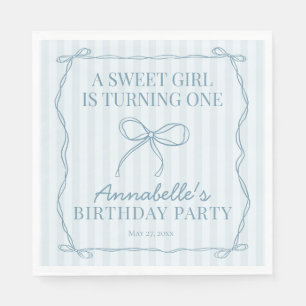 Blue Coquette Bow Pastel Geburtstagsparty Table De Serviette