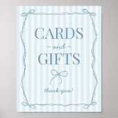 Blue Coquette Bow Pastel Karten und Geschenke Zeic Poster (Vorne)