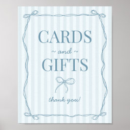 Blue Coquette Bow Pastel Karten und Geschenke Zeic Poster