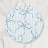 Blue Coquette Bow Pastel Stripe Baby Dusche Geschenkanhänger (Rückseite)