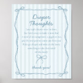 Blue Coquette Bow Pastel Windeln Gedanken Dusche Poster (Vorne)