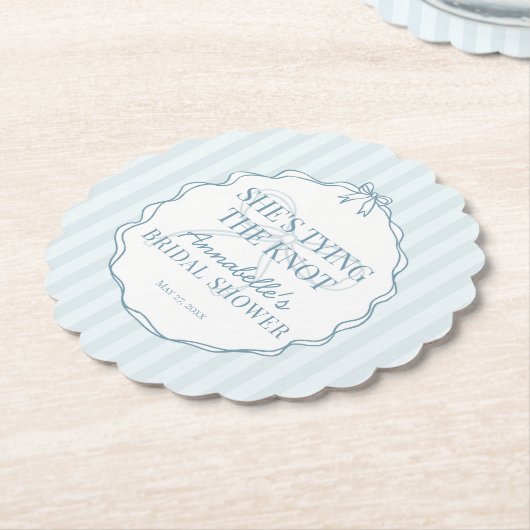 Blue Coquette Bow Pastell Brautparty Brunch Untersetzer (angewinkelt)