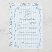 Blue Coquette Bow Ratschlag für die Baby-Duschkart Einladung (Vorne/Hinten)