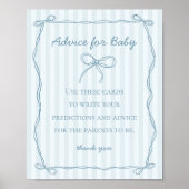 Blue Coquette Bow Ratschläge für Baby Shower Game Poster (Vorne)