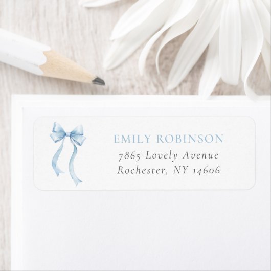 Blue Coquette Bow Return Address (Insitu)