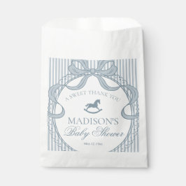 Blue Coquette Bow Rocking Hors Baby Shower Dessert Geschenktütchen