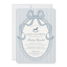Blue Coquette Bow Rocking Horse Baby Shower