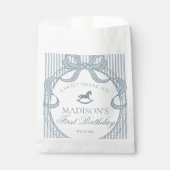 Blue Coquette Bow Rocking Horse Birthday Dessert Geschenktütchen (Vorderseite)