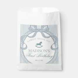 Blue Coquette Bow Rocking Horse Birthday Dessert Geschenktütchen