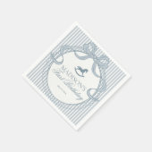 Blue Coquette Bow Rocking Horse Birthday Dessert Serviette (Ecke)