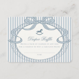 Blue Coquette Bow Rocking Horse Diaper Raffle Card Begleitkarte