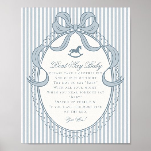Blue Coquette Bow Rocking Horse Dont Say Baby Poster (Vorne)