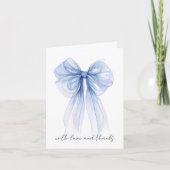 Blue Coquette Bow Watercolor Brautparty Dankeskarte (Vorderseite)