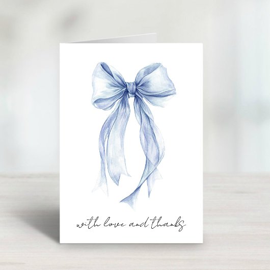 Blue Coquette Bow Watercolor Brautparty Dankeskarte