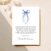 Blue Coquette Bow Watercolor Brautparty Dankeskarte