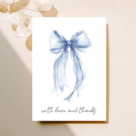 Blue Coquette Bow Watercolor Brautparty Dankeskarte