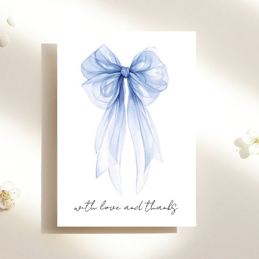 Blue Coquette Bow Watercolor Brautparty Dankeskarte