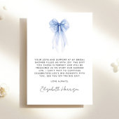 Blue Coquette Bow Watercolor Brautparty Dankeskarte