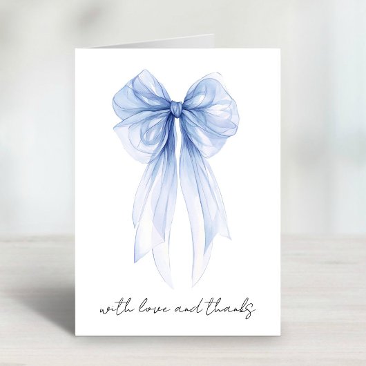 Blue Coquette Bow Watercolor Brautparty Dankeskarte