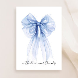 Blue Coquette Bow Watercolor Brautparty Dankeskarte