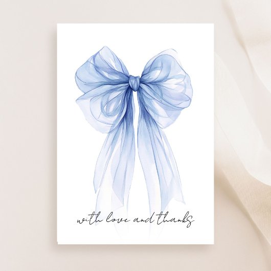 Blue Coquette Bow Watercolor Brautparty Dankeskarte