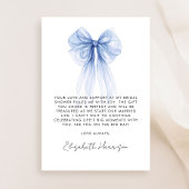 Blue Coquette Bow Watercolor Brautparty Dankeskarte