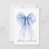 Blue Coquette Bow Watercolor Brautparty Dankeskarte (Vorderseite)
