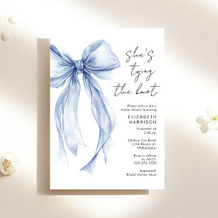 Blue Coquette Bow Watercolor Brautparty Einladung
