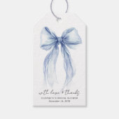 Blue Coquette Bow Watercolor Brautparty Geschenkanhänger (Vorderseite)