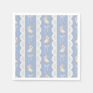 Blue Coquette Bow Watercolor Bunny Paper Napkin Serviette