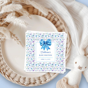 Blue Coquette Bow Wildblume Floral Baby Dusche Serviette