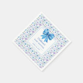 Blue Coquette Bow Wildblume Floral Baby Dusche Serviette (Ecke)