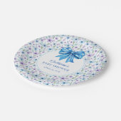 Blue Coquette Bow Wildblumen Pappteller (Schrägansicht)