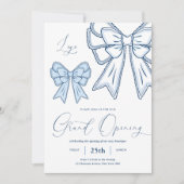 Blue Coquette Bows Elegante Grosse Einladung (Vorderseite)