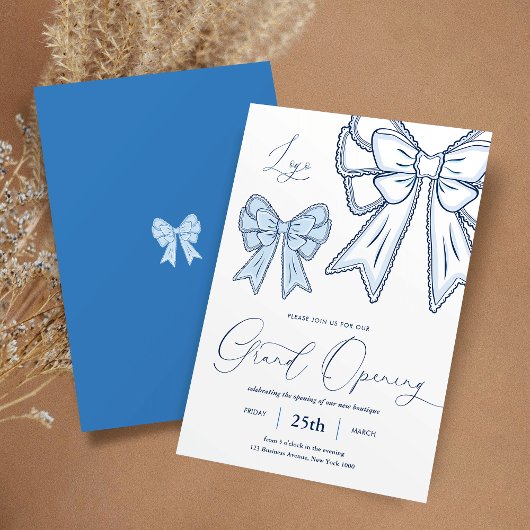 Blue Coquette Bows Elegante Grosse Einladung