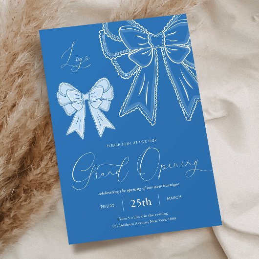 Blue Coquette Bows Elegante Grosse Einladung