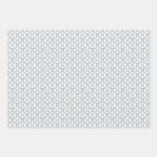 Blue Coquette Bows, Trellis, Preppy Geschenkpapier Set (Vorderseite 2)