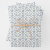 Blue Coquette Bows, Trellis, Preppy Geschenkpapier Set (Beispiel)