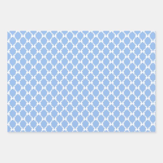 Blue Coquette Bows, Trellis, Preppy Geschenkpapier Set (Vorderseite 3)