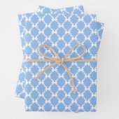 Blue Coquette Bows, Trellis, Preppy Geschenkpapier Set (Beispiel)